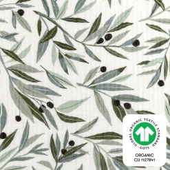 Babyletto Mini Crib Sheet in GOTS Certified Organic Muslin Cotton - Olive Branches