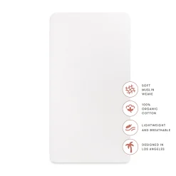 Babyletto Mini Crib Sheet in GOTS Certified Organic Muslin Cotton - White