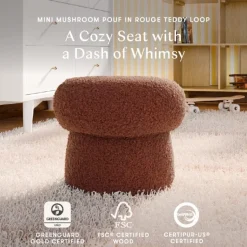 Babyletto Mini Mushroom Pouf - Rouge Teddy Loop