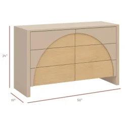 Babyletto Moab 6-Drawer Assembled Dresser - Taupe / Ash