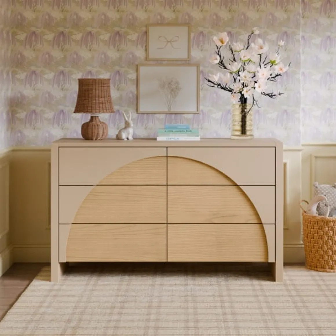Babyletto Moab 6-Drawer Assembled Dresser - Taupe / Ash