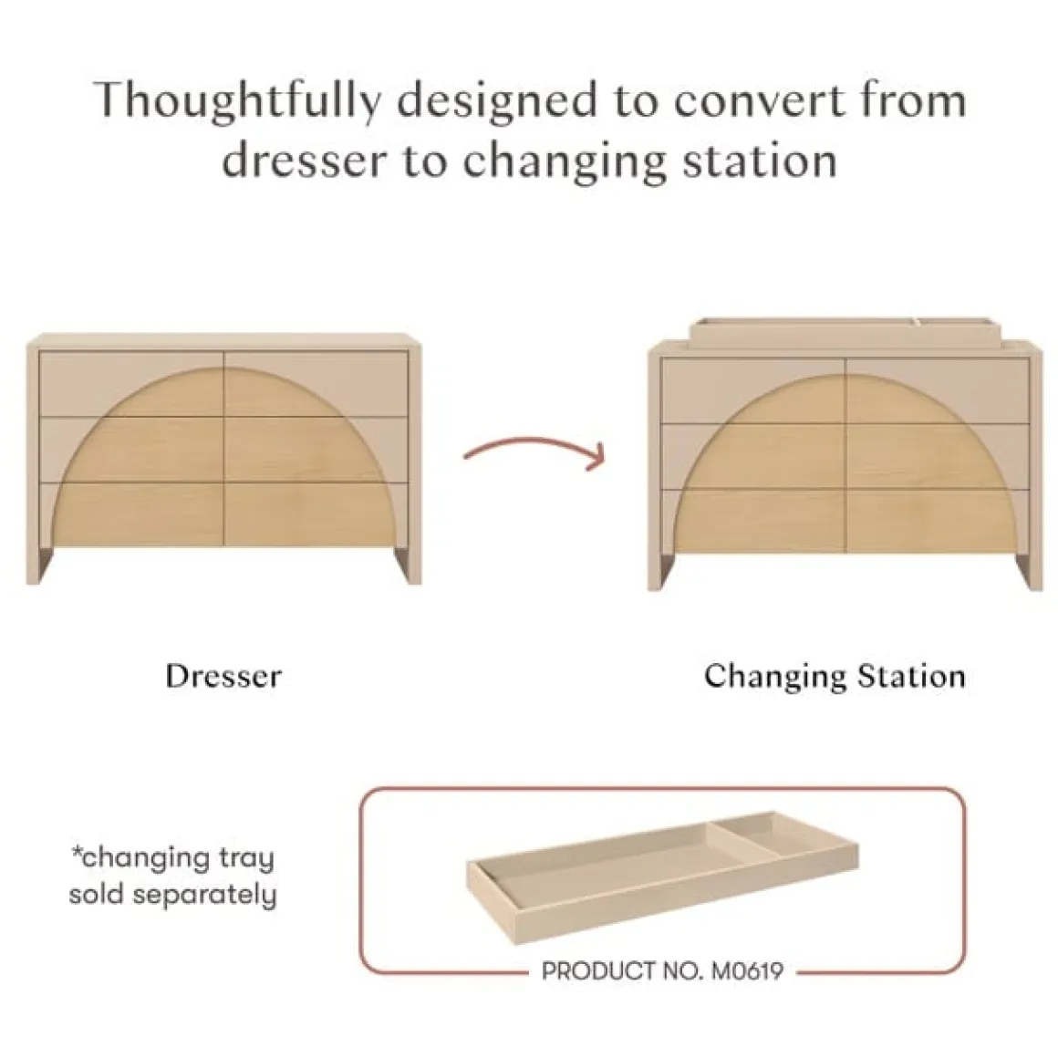 Babyletto Moab 6-Drawer Assembled Dresser - Taupe / Ash