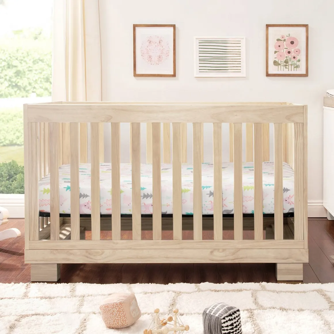 Babyletto Modo 3-in-1 Convertible Crib w/Toddler Bed Conversion Kit - Washed Natural