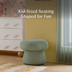 Babyletto Mushroom Pouf - Sage Teddy Loop