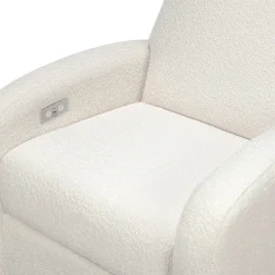 Babyletto Nami Electronic Swivel Glider Recliner w/ USB - Ivory Boucle w/ Light Wood Base