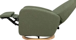 Babyletto Nami Electronic Swivel Glider Recliner w/ USB - Olive Boucle w/ Light Wood Base
