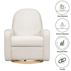 Babyletto Nami Electronic Swivel Glider Recliner w/ USB - Performance Cream Eco-Weave w/ Light Wood Base