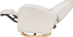 Babyletto Nami Electronic Swivel Glider Recliner w/ USB - Performance Cream Eco-Weave w/ Light Wood Base