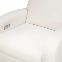 Babyletto Nami Electronic Swivel Glider Recliner w/ USB - Performance Cream Eco-Weave w/ Light Wood Base