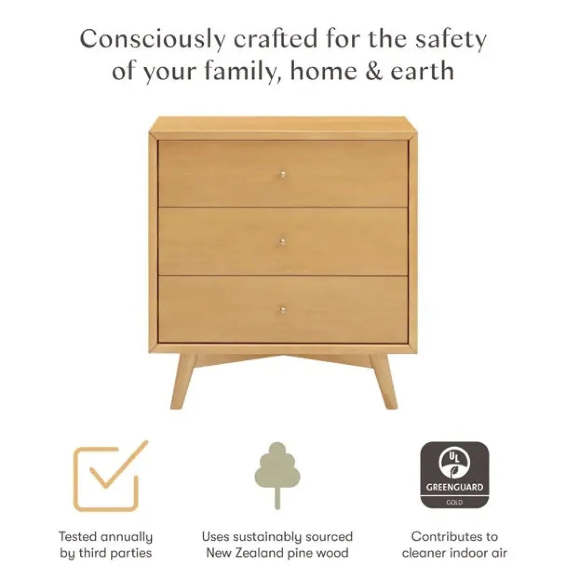 Babyletto Palma 3-Drawer Assembled Dresser - Honey