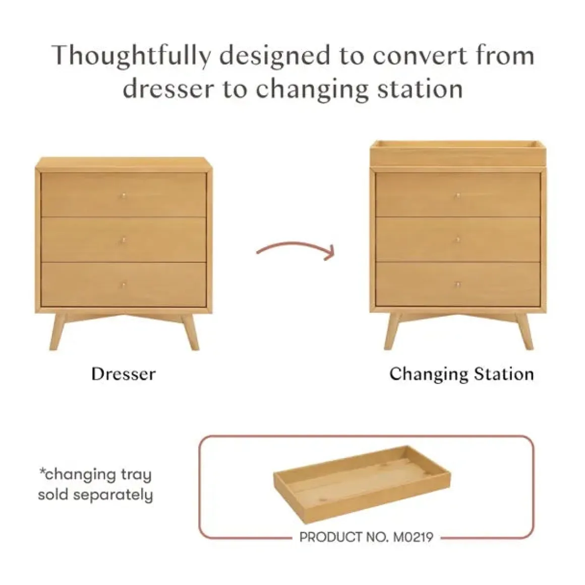 Babyletto Palma 3-Drawer Assembled Dresser - Honey