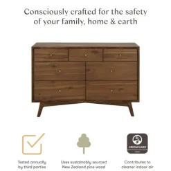 Babyletto Palma 7-Drawer Assembled Double Dresser - Natural Walnut