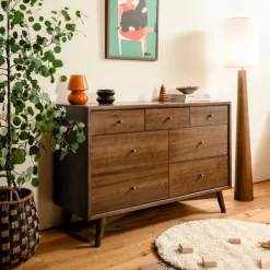 Babyletto Palma 7-Drawer Assembled Double Dresser - Natural Walnut