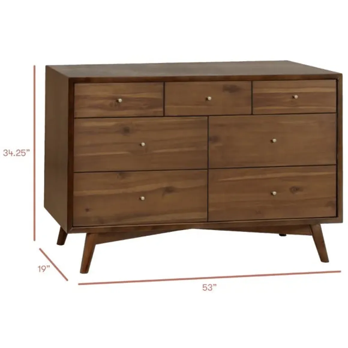 Babyletto Palma 7-Drawer Assembled Double Dresser - Natural Walnut