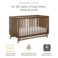 Babyletto Peggy 3-in-1 Convertible Crib w/Toddler Bed Conversion Kit - Natural Walnut
