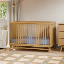 Babyletto Peggy Mid-Century 3-in-1 Convertible Crib w/Toddler Bed Conversion Kit - Honey