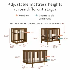 Babyletto Pogo 8-in-1 Convertible Crib w/All-Stages Conversion Kits - Natural Walnut