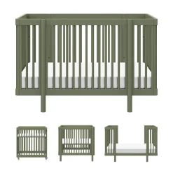 Babyletto Pogo 8-in-1 Convertible Crib w/All-Stages Conversion Kits - Olive