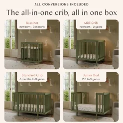 Babyletto Pogo 8-in-1 Convertible Crib w/All-Stages Conversion Kits - Olive