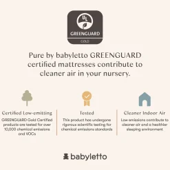 Babyletto Pure Core Midi Crib Mattress w/ Hybrid Quilted Waterproof Cover (Lightweight)