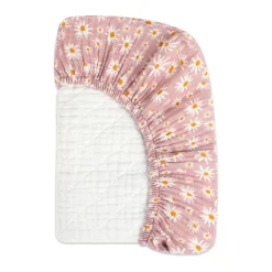 Babyletto Quilted Changing Pad Cover in GOTS Certified Organic Muslin Cotton - Daisy