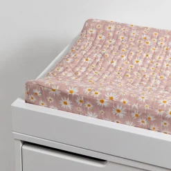 Babyletto Quilted Changing Pad Cover in GOTS Certified Organic Muslin Cotton - Daisy