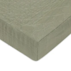 Babyletto Quilted Changing Pad Cover in GOTS Certified Organic Muslin Cotton - Matcha