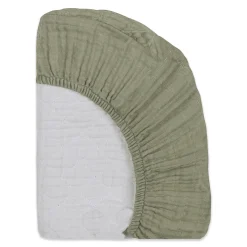 Babyletto Quilted Changing Pad Cover in GOTS Certified Organic Muslin Cotton - Matcha