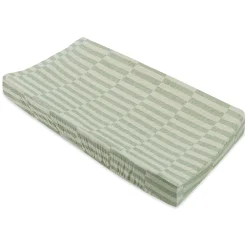 Babyletto Quilted Changing Pad Cover in GOTS Certified Organic Muslin Cotton - Moss Stripe