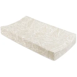 Babyletto Quilted Changing Pad Cover in GOTS Certified Organic Muslin Cotton - Oat Stripe