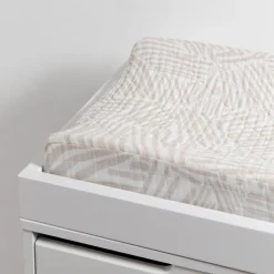 Babyletto Quilted Changing Pad Cover in GOTS Certified Organic Muslin Cotton - Oat Stripe