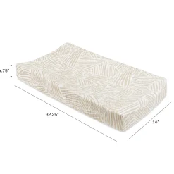 Babyletto Quilted Changing Pad Cover in GOTS Certified Organic Muslin Cotton - Oat Stripe