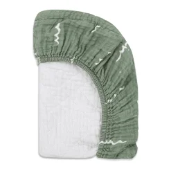 Babyletto Quilted Changing Pad Cover in GOTS Certified Organic Muslin Cotton - Ocean Waves