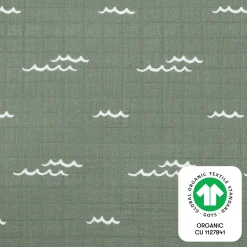 Babyletto Quilted Changing Pad Cover in GOTS Certified Organic Muslin Cotton - Ocean Waves
