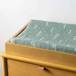 Babyletto Quilted Changing Pad Cover in GOTS Certified Organic Muslin Cotton - Ocean Waves