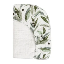 Babyletto Quilted Changing Pad Cover in GOTS Certified Organic Muslin Cotton - Olive Branches