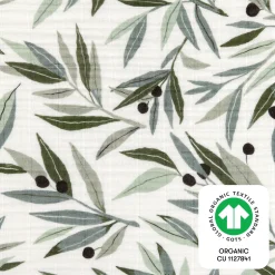 Babyletto Quilted Changing Pad Cover in GOTS Certified Organic Muslin Cotton - Olive Branches