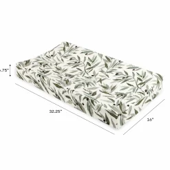 Babyletto Quilted Changing Pad Cover in GOTS Certified Organic Muslin Cotton - Olive Branches