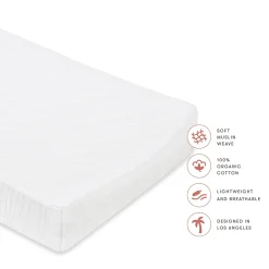 Babyletto Quilted Changing Pad Cover in GOTS Certified Organic Muslin Cotton - White