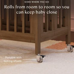 Babyletto Rolli 9-in-1 Convertible All-Stages Crib with Bassinet & Toddler Bed Conversion Kits - Natural Walnut