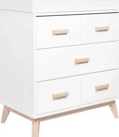 Babyletto Scoot 3-Drawer Changer Dresser w/Removable Changing Tray - White / Washed Natural