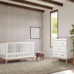 Babyletto Scoot 3-Drawer Changer Dresser w/Removable Changing Tray - White / Washed Natural