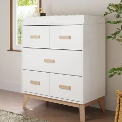 Babyletto Scoot 3-Drawer Changer Dresser w/Removable Changing Tray - White / Washed Natural