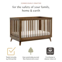Babyletto Scoot 3-in-1 Convertible Crib w/Toddler Bed Conversion Kit - Natural Walnut