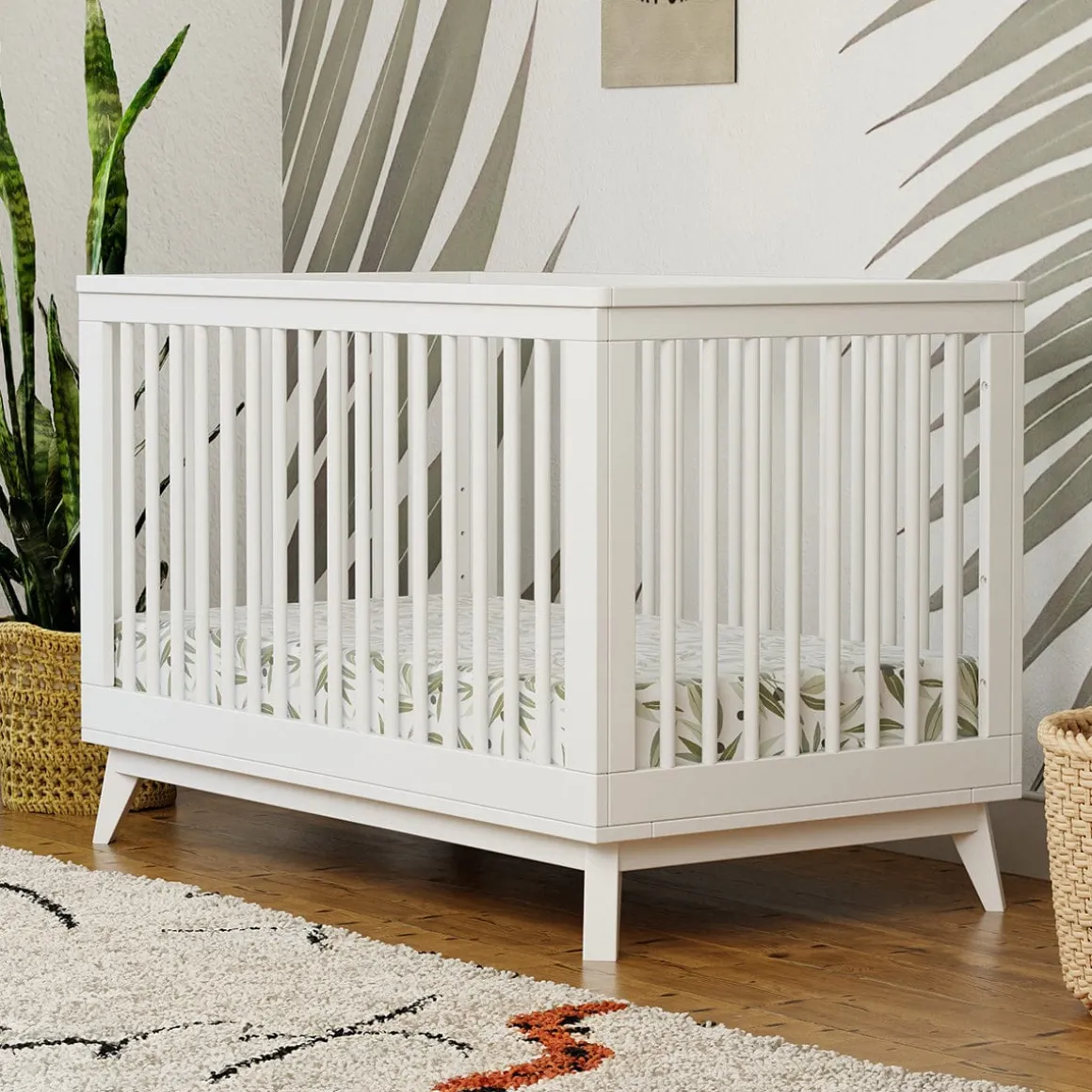 Babyletto Scoot 3-in-1 Convertible Crib w/Toddler Bed Conversion Kit - White
