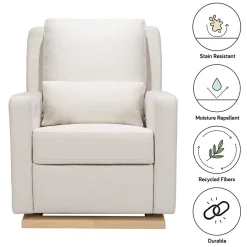 Babyletto Sigi Electronic Glider Recliner w/USB - Performance Cream Eco-Weave w/Light Wood Base