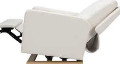 Babyletto Sigi Electronic Glider Recliner w/USB - Performance Cream Eco-Weave w/Light Wood Base