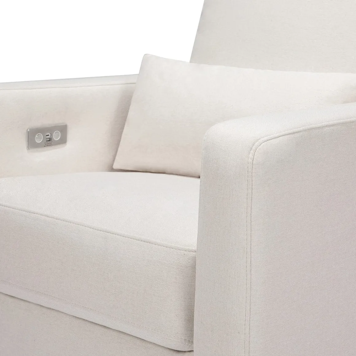 Babyletto Sigi Electronic Glider Recliner w/USB - Performance Cream Eco-Weave w/Light Wood Base