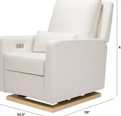 Babyletto Sigi Electronic Glider Recliner w/USB - Performance Cream Eco-Weave w/Light Wood Base