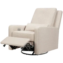 Babyletto Sigi Electronic Recliner and Swivel Glider w/ USB - Performance Beach Eco-Weave